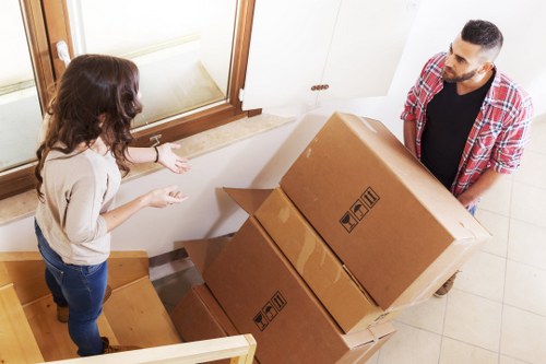 Packed boxes and furniture prepared for local home removals in Lea Bridge