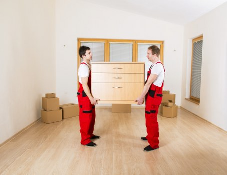 Office furniture and equipment prepared for a local business move